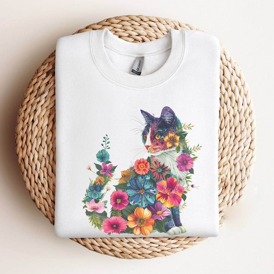 Floral Cat T-Shirt